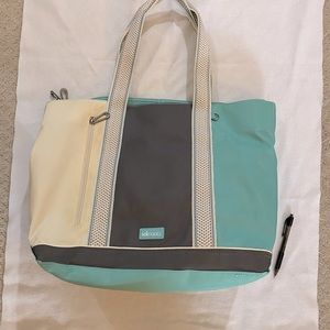Large Cream and Blue Sackroots Carry-all